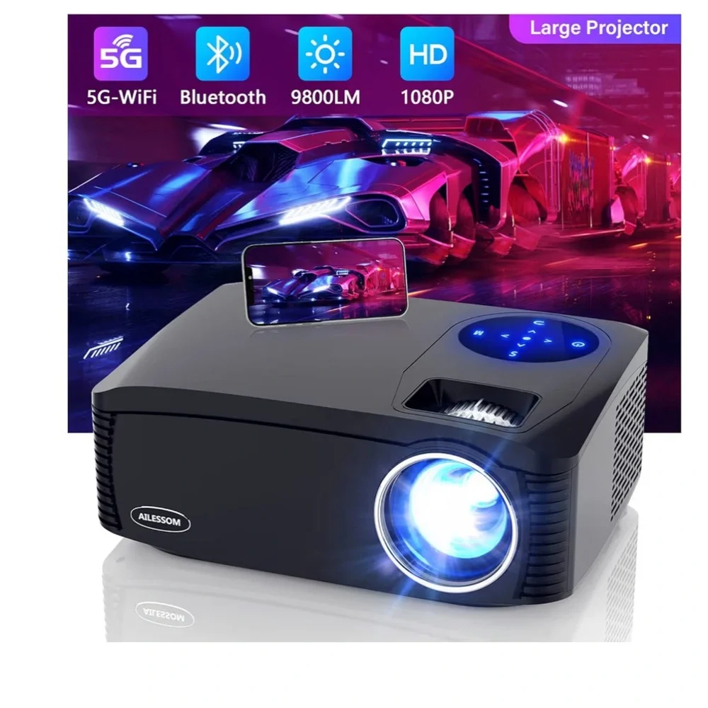 Ailessom Black Projector with Blue Light